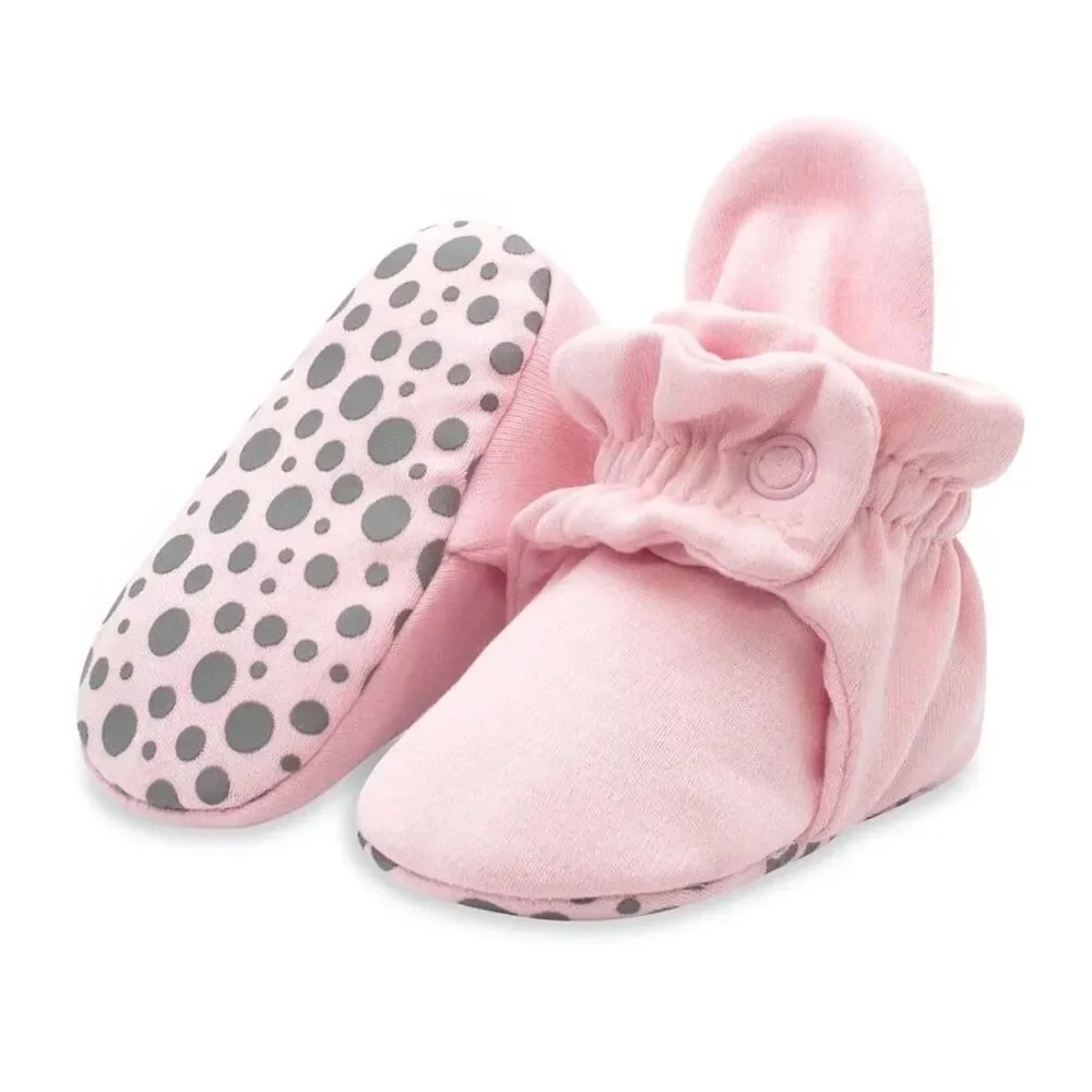 Zutano Cotton Gripper Booties, Pink, Size 12M